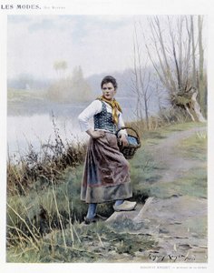 Woman returning from the river by R. Knight, circa 1905 by Daniel Ridgway Knight
