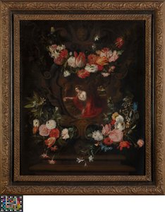 Floral Wreath with Mary Magdalene by Daniel Seghers