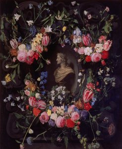 Garland of Flowers Surrounding a Marble Bust of Archduke Leopold Guglielmo