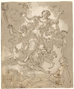 St Rosalia in Glory with Dying and Running Figures and a Male Half-Length Below