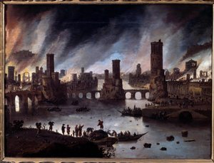 View of the Fire of Troy by Daniel van Heil