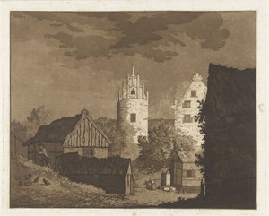 Village Scene with Woman at Pump