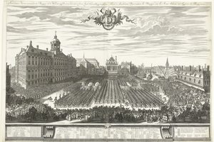 Militias on the Dam during the Amsterdam Fair, 1686 by Daniël Marot (I)
