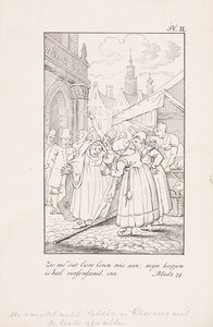 Women at a Market Stall with a Flag with French Lilies by Daniël Veelwaard (I)