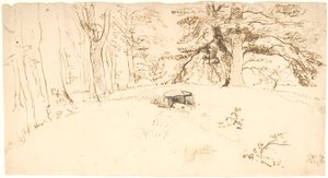 A Tree-Covered Giant Mound with Entrance to Burial Chamber by Dankvart Dreyer