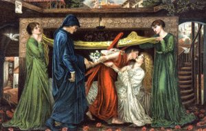 Dante Alighieri Meets Beatrice by Dante Gabriel (after) Rossetti