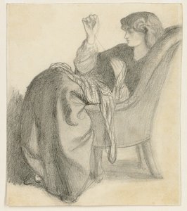 Lachesis: Study of Jane Morris Seated in a Chair Sewing by Dante Gabriel Charles Rossetti