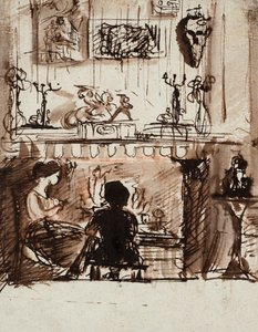 Lizzie Siddal and Woolner in an Imaginary Room by Dante Gabriel Charles Rossetti