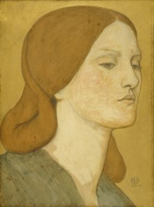 Head of a girl in a green dress (Elizabeth Siddal) by Dante Gabriel Charles Rossetti