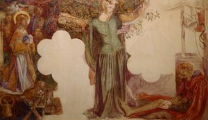 Sir Lancelot prevented, by his sin, from entering the Chapel of the Holy Grail by Dante Gabriel Charles Rossetti