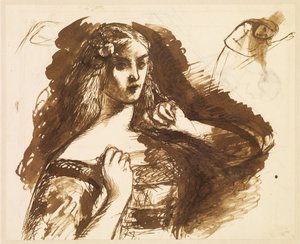 Half-length Sketch of a Young Woman by Dante Gabriel Rossetti