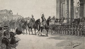 Military Parade at Macau for birthday of King Umberto I