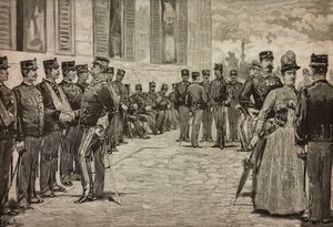 Survivors of Dogali, Eritrean War, received by sovereigns in garden of Quirinal, Rome, Italy, by Dante Paolocci