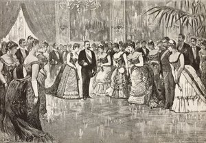 Umberto I and Margherita of Savoy at ball in Quirinal Palace, Rome, Italy