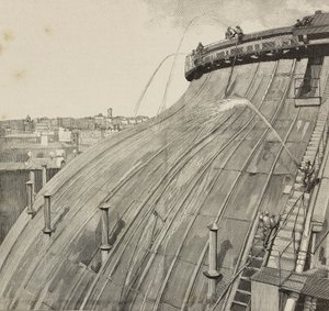 Washing cupola of Palazzo Montecitorio, Rome, Italy (engraving) by Dante Paolocci