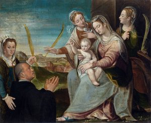 The Virgin and Child with Saint Catherine, Saint Lucy, Saint Justina of Padua, and a Benedictine Monk