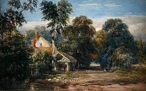 A Cottage and Byre at the Edge of a Wood by David Cox