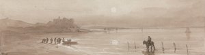 Seacoast, Sunset with Harlech Castle by David Cox