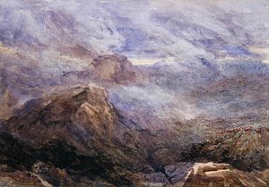 Welsh Sketch - Burning Bracken by David Cox