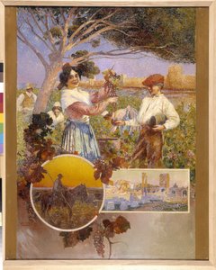 Aigues-Mortes, Arles, the Camargue: A Young Woman Shows a Beautiful Bunch of Grapes