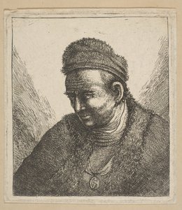 Beardless Man in Fur Cloak and Cap: Bust by David Deuchar