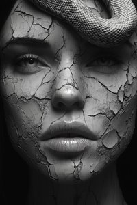 Cracked Face with Snake
