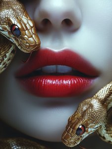 Seductive Lips Golden Snakes