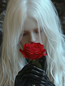 White Hair Red Rose