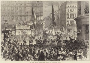 The Shah leaving Charing-Cross Station for Buckingham Palace by David Henry Friston