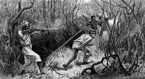 Manyema ambush, Central Africa, engraving from Last Journals of David Livingstone, by David Livingstone by David Livingstone