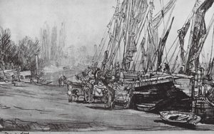 London: Chiswick, Low Tide by David Muirhead (after) Bone