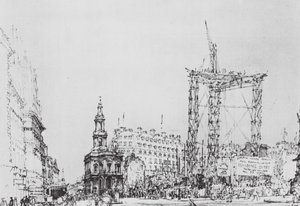 London: Rebuilding the Strand by David Muirhead (after) Bone