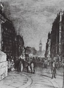 London: Whitehall Lights by David Muirhead (after) Bone