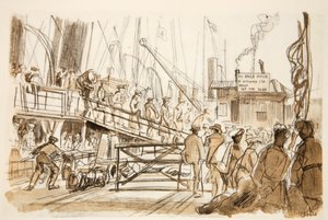 Disembarking, illustration from 