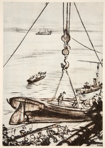 On a Battleship: Lowering a Boat from the Main Derrick by David Muirhead Bone