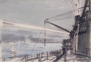 Searchlight at Scapa Flow by David Muirhead Bone