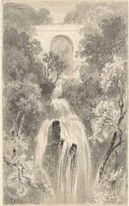 View of a Waterfall (recto); Landscape Study (verso) by David Octavius Hill