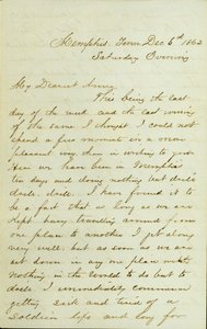 Letter from D. P. Grier, Memphis, Tenn., to Anna McKinney, December 6, 1862 by David Perkins Grier