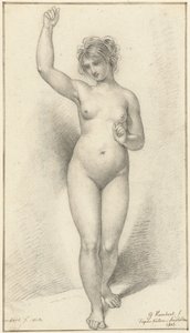 Standing Female Nude, with Raised Right Arm by David Pièrre Giottino Humbert de Superville