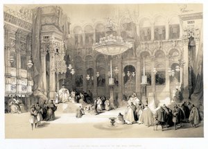 Interior of the Creek Church of the Holy Sepulchre, drawing made 11/04/1839 in “The Holy Land”, London 1849 by David Roberts