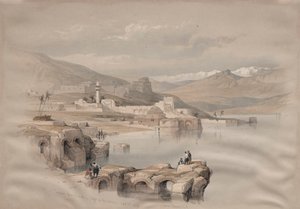 Tiberias, from the Walls, Safet in the Distance, 1839 by David Roberts
