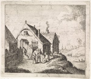 Three Men in Conversation by a House by David Teniers (II)