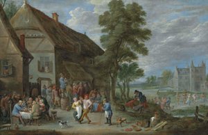 Peasants Dancing Outside an Inn at Perck, with the Kasteel de Drij Toren Beyond by David Teniers the Younger