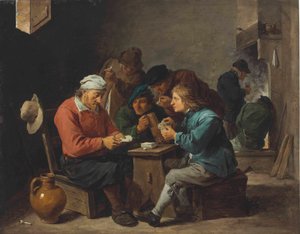 Peasants Playing Cards in an Interior by David Teniers the Younger
