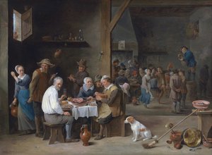 The Ham Dinner by David Teniers the Younger