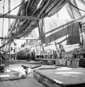 In the Waist on Board a Yeungkong Fisher Type Junk at Aberdeen, Hong Kong