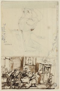People at a Table (recto), and Study for Cottage Toilet (verso) by David Wilkie