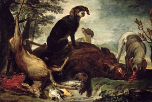 Dogs with Slain Wild Boar and Deer by David de Coninck