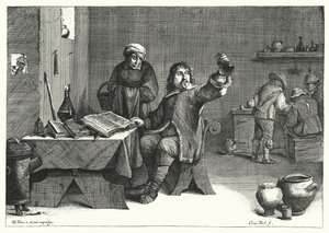 The Urine Doctor (engraving) by David the Younger (after) Teniers