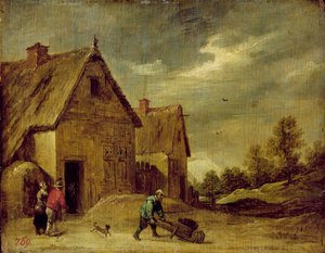 Farmer with Wheelbarrow by David Teniers the Younger